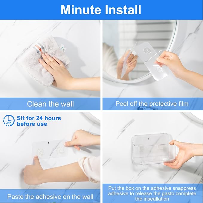 Diesisa 2pc Acrylic Wall Mount Organizer, Small Adhesive Clear Cabinet Door Organizer,Acrylic Shelves for Wall,No Drilling Hang Walls,with Self Adhesive Tape, for Bathroom, Kitchen, Living Room - Image 6