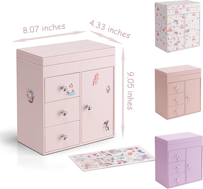 Vlando Musical Jewelry Box with Spinning Ballerina, Girls’ Jewelry Organizer for Necklaces Rings and Hair Accessories, Gift for Girls and Kids, Purple - Image 3