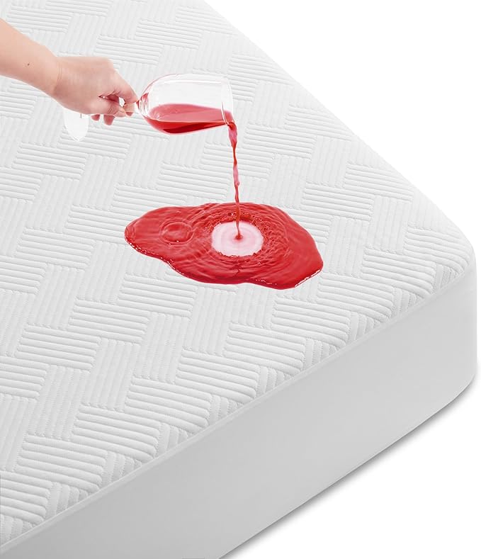 Cozymaker Queen Size 100% Waterproof Mattress Protector, Mattress Pad Cover Fitted 8"-21" Deep Pocket, 3D Air Fabric Soft Breathable Cooling Bed Cover Noiseless Washable, White-Fence