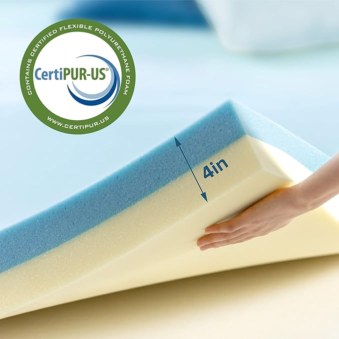 Sleep Master 4" Dual Support Gel Memory Foam Topper - Twin