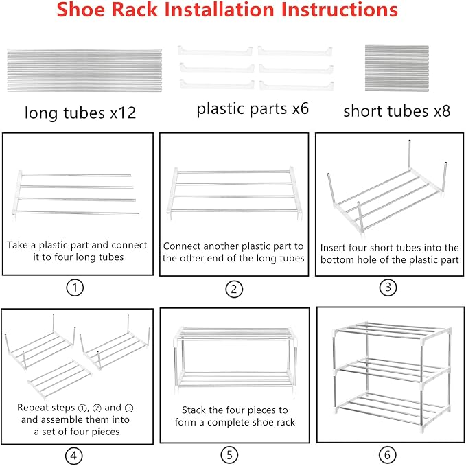 Jucaifu Stackable Small Shoe Rack, Entryway, Hallway and Closet Space Saving Storage and Organization (3-Tier, White) - Image 6