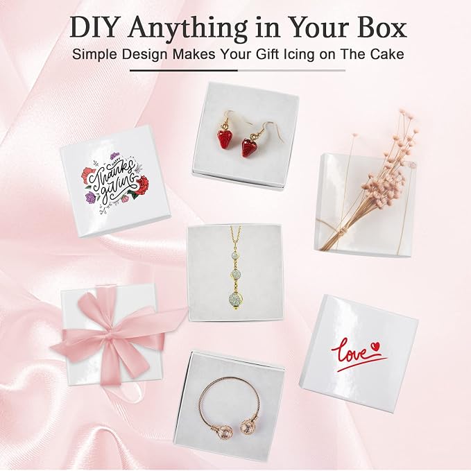 Cardboard Jewelry White Gift Boxes 20 Pack3.5×3.5×1 inches, its apply to displaying necklaces, rings, bracelets, earrings - Image 4