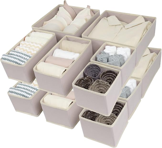 Fordonral 12 Pack Drawer Organizer Clothes, Foldable Fabric Dresser Organizer Closet Organizers and Storage Box for Underwear,Folded Clothes,Baby Clothing,Socks,Bra,Towels,Ties(12 Pack,Pink) - Image 3