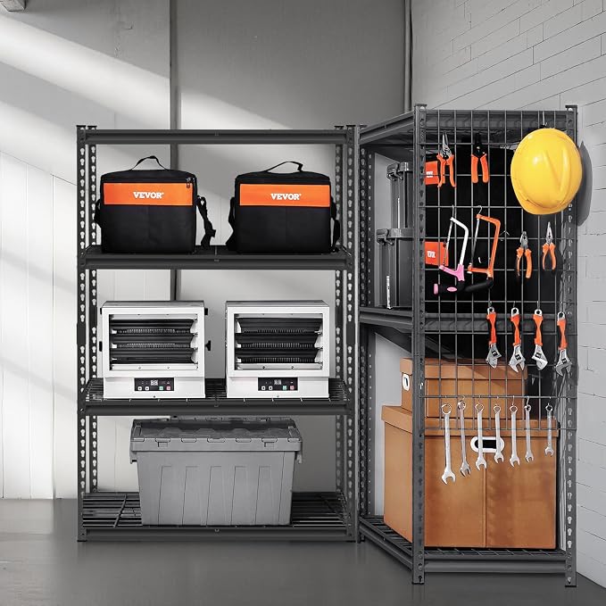 VEVOR Storage Shelves, 2400 lbs, 4 Tier Heavy Duty Garage Shelving, 20" D x 40" W x 60" H Adjustable Metal Shelves for Industrial Shelving Unit Utility Shelf, for Kitchen, Warehouse, Basement, Black - Image 2