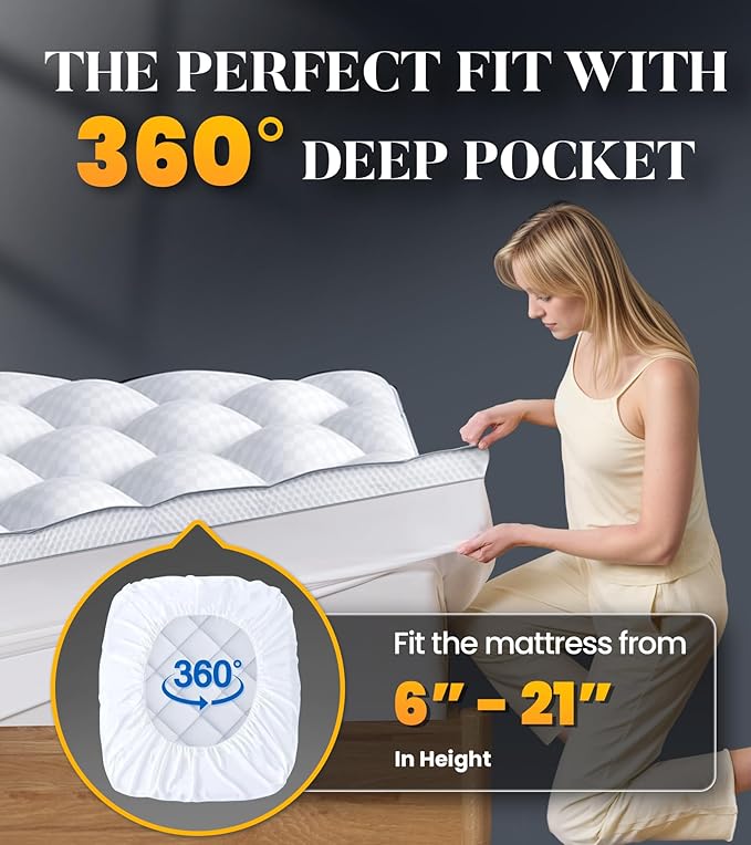 3 Inch Ultra-Fluffy Memory Foam Mattress Topper Twin for Back Pain, Extra Soft Pillow Top Twin Mattress Topper with 4X Support, Mattress Pad with Breathable Air Mesh Sides, 6-21'' Deep Pocket