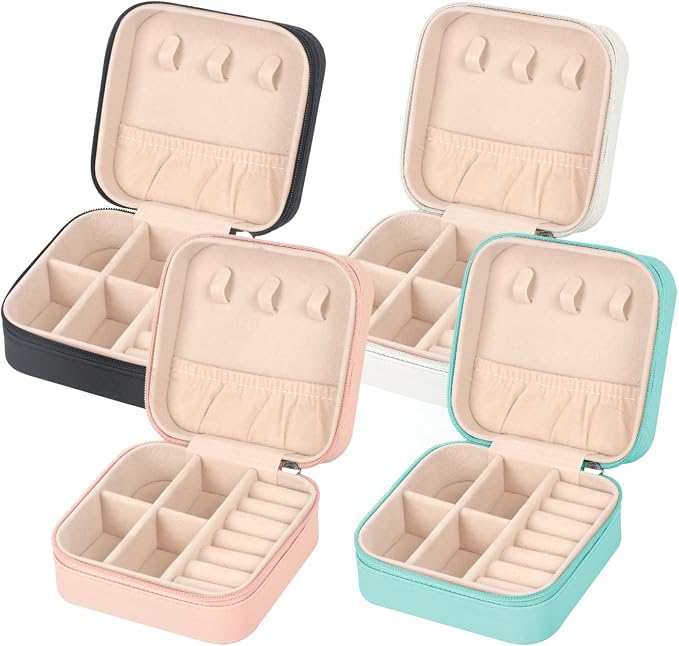 MFXIP Travel Jewelry Case Small Jewelry Box Jewelry Organizer Storage Case Portable PU Leather Mini Jewelry Travel Case for Girls Womens Earring, Necklace, Rings,Bracelets by MFXIP