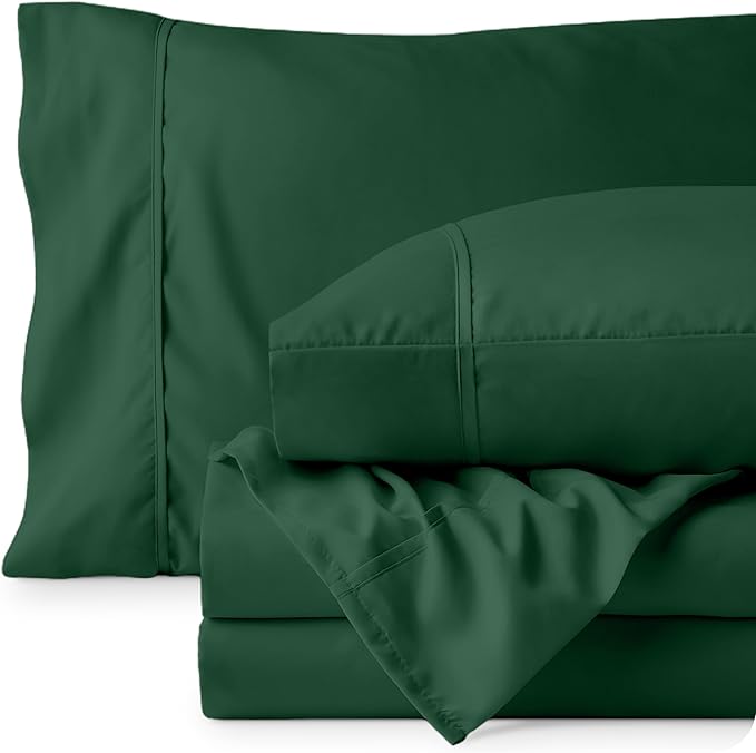 Bare Home Full XL Sheet Set - 1800 Ultra-Soft Microfiber Full Extra Long Bed Sheets - Double Brushed - Deep Pockets - Easy Fit - 4 Piece Set - Bedding Sheets & Pillowcases (Full XL, Forest Green)