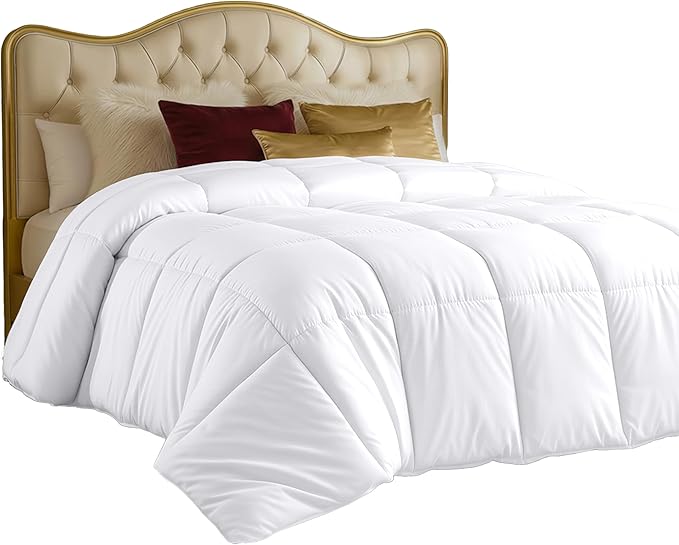 Utopia Bedding Comforters California King Size, All Season Duvet Insert, Down Alternative Box Stitched Bed Comforter with Corner Tabs, Machine Washable (White)