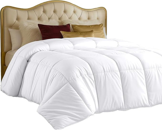 Utopia Bedding Comforters Full Size, All Season Duvet Insert, Down Alternative Box Stitched Bed Comforter with Corner Tabs, Machine Washable (White)