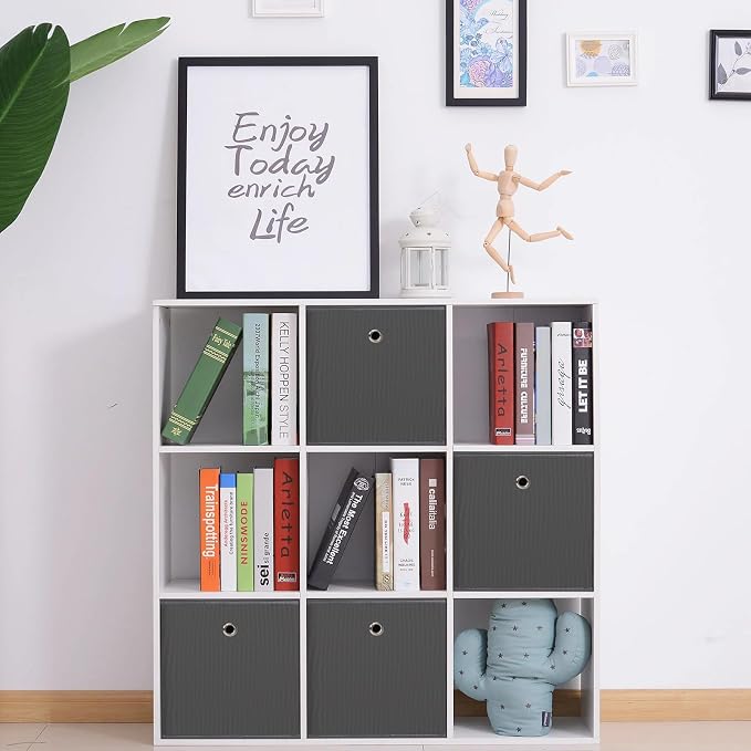 Foldable Storage Cubes Bins ,11 Inch Cloth Storage Cube Fabric Storage Box Cubes Organizer Baskets with Handles for Home Organizer Set of 8 (Grey) - Image 4