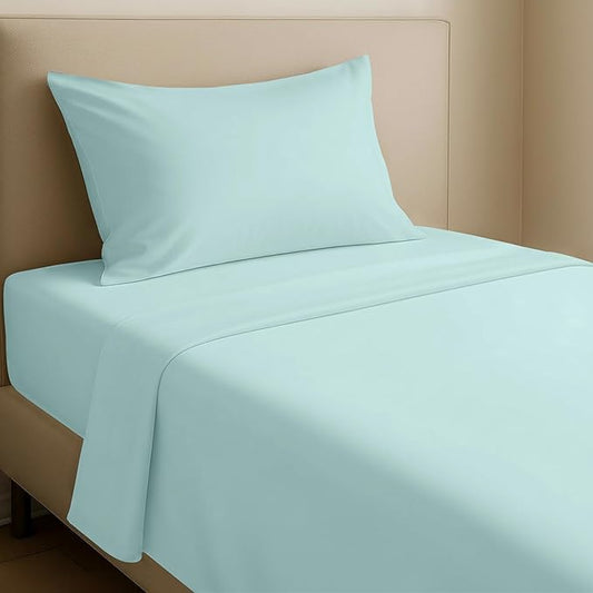 California Design Den Natural 100% Cotton Sheets Twin XL Size Set - Soft Sateen Weave, Twin XL Sheets, 12" Pockets, Breathable and Durable Bedding Set for Dorm Rooms, College (Seafoam)