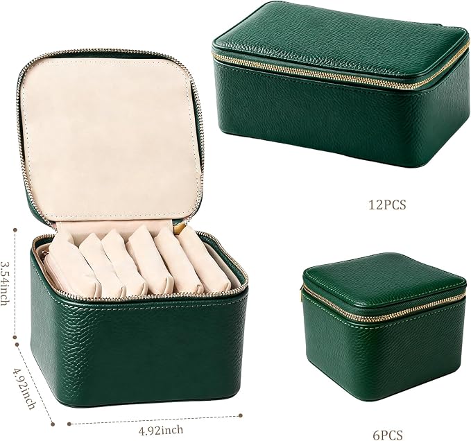 Travel Jewelry Organizer, Travel Jewelry Box with 6 Velvet Zipped Pouches Bags for Jewelries Necklaces Rings Earrings Sorting Storage for Women Girl Gifts, Mint Green - Image 3