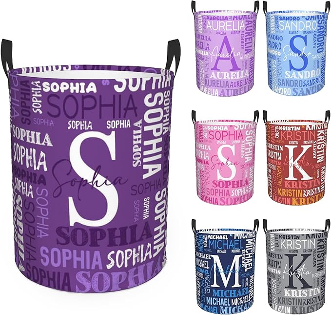 Custom Name Laundry Hamper, Personalized Laundry Basket with Name for Baby Boys Girls, Customized Collapsible Dirty Clothes Hamper Storage with Handles for Bedroom Bathroom Dorm Room Decor by Ownxhbc
