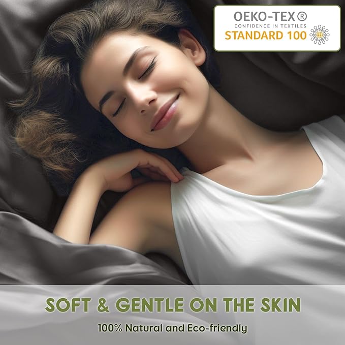 SONORO KATE 100% Egyptian Cotton Sheets King Size - 600 Thread Count, Luxury Hotel Sateen Weave Bedding Set, Soft Breathable Sheet Sets, 16" Deep Pocket - 4 PC(Dark Grey,King)