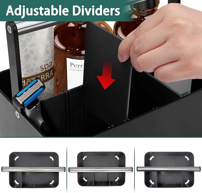 BYUNER Black Shower Caddy Portable: Plastic Bathroom Caddy Countertop,Cleaning Caddy Organizer with Handle,Utility Hard Shower Basket Storage Tote for Toiletry,College Dorm Room Essential for Guys/Men - Image 4