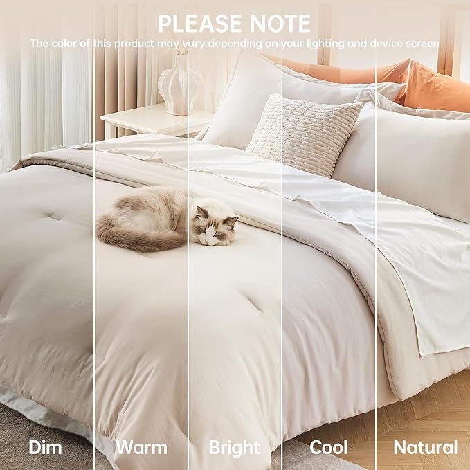 MUXHOMO Beige Twin/Twin XL Comforter Set, All Season Ultra Soft Down Alternative Bedding - 2 Piece Lightweight Bed Set Includes 1 Comforter (68"x88") and 1 Pillow Shams (20"x26")