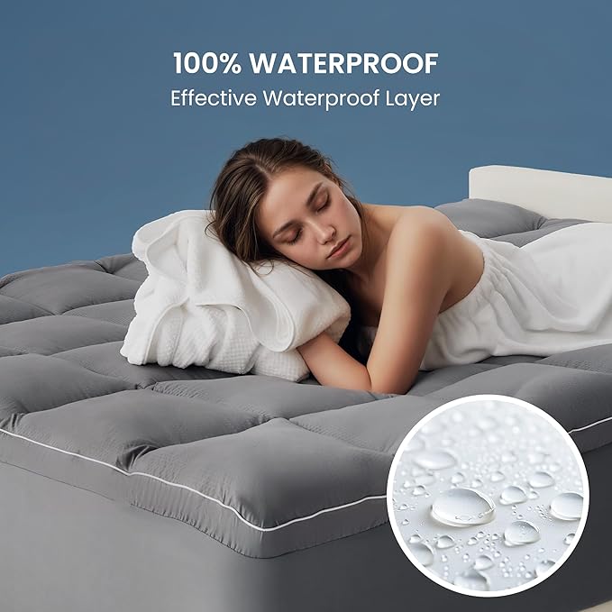SLEEP ZONE Dual Layer 4 Inch Memory Foam Mattress Topper, 2 inch Cooling Gel Memory Foam Plus 2 inch Waterproof Removable Pillowtop Mattress Pad Cover for Back Pain, Comfort Support (Twin)