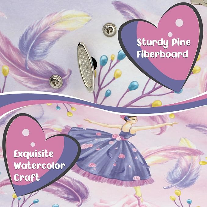 Girls' Musical Jewelry Box Organizer with Jewelry Set - Pink Purple Spinning Ballerina Theme, Swan Lake Tune - Jewelry Storage and Music Box for Girls - Image 5