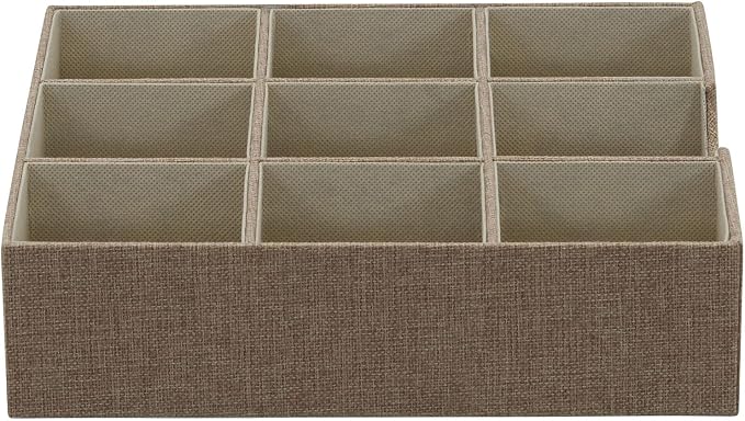 Household Essentials Brown 723-1 Deep 9 Section Drawer Organizer Box for Storage | 12 in x 12 in 3.13 - Image 7