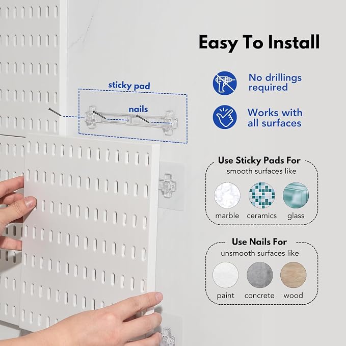 Keepo Peg Board Wall Organizer – Plastic Pegboard Panels, Modular Peg Board Storage System for Home Office, Craft Room, Gaming Setup (Black, 22″×11″) - Image 6