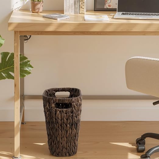 StorageWorks 4.5 Gallon Slim Bathroom Trash Can with Built-in Handles, Decorative Wicker Waste Basket for Bathroom and Bedroom, Office Garbage Cans for Bedroom, Narrow Trash Bin for Decor, Brown - Image 6