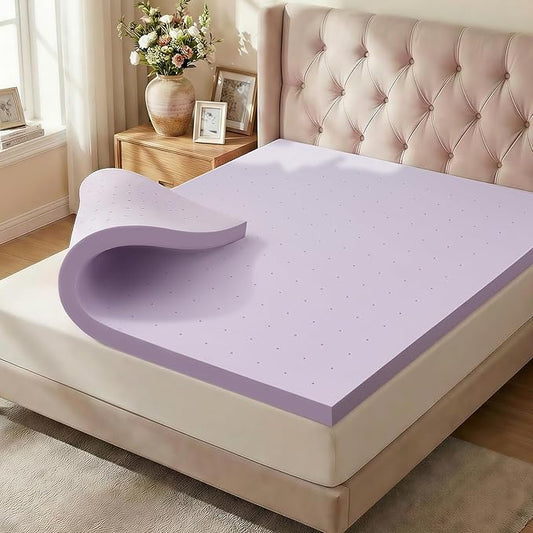 2 Inch Mattress Topper King, Gel Infused Memory Foam Mattress Topper for Pressure Relief, Breathable Bed Topper in a Box, CertiPUR-US Certified, Purple, 76"×80"