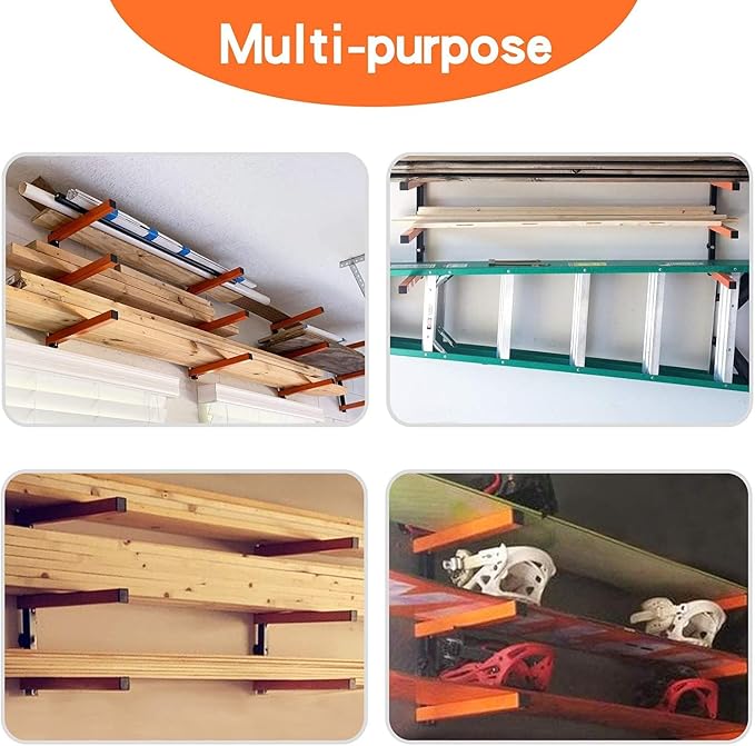 Ultrawall Wall Mount Wood Organizer Racks, Lumber Storage Metal Racks Wood Storage Racks with 3-Level (3 Pack) - Image 6