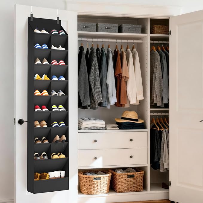 Lifewit 10 Tier Over the Door Shoe Organizer with 19 Large Deep Pockets, Fabric Hanging Shoes Shelf for Closet, Dorm Storage, Fit Up to 20 Pair Shoe Rack Holder for Sneakers, Boots, Black - Image 8