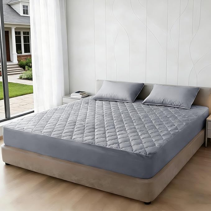 Shatex King Size Mattress Pad - Breathable Quilted Mattress Topper Protector with 8-16 Inches Deep Pocket, Machine Washable (78x80inch,Grey)