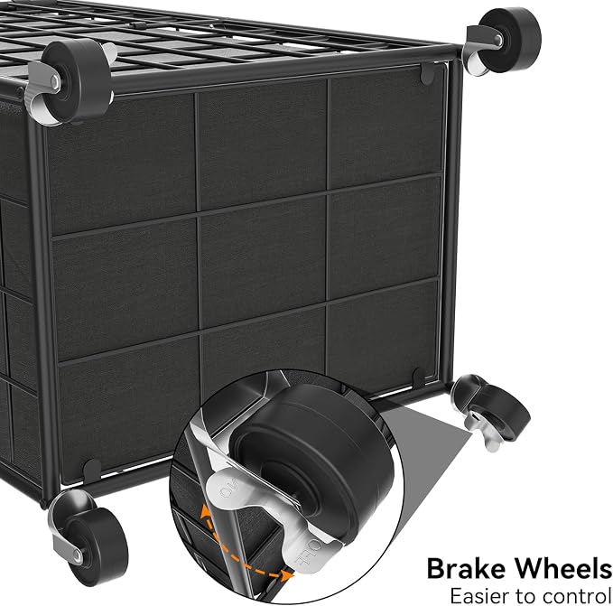 WOWLIVE Laundry Hamper with Wheels,Metal Wire Frame Rolling Laundry Basket with Removable bag,100L Dirty Clothes Hamper Organizer Dorm Room Storage for Bedroom,Bathroom,Black - Image 7