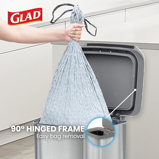 Glad Stainless Steel Step Trash Can, Series 2 with Clorox Protection - Large Metal Kitchen Garbage Bin with Soft Close Lid, Foot Pedal and Waste Bag Roll Holder, 13 Gallon - Image 8