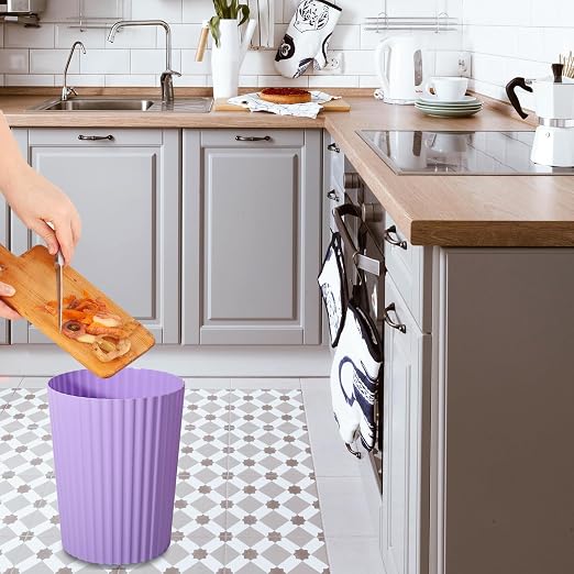 JiatuA Small Trash Can Plastic Wastebasket Round Garbage Container Bin for Bathroom, Kitchen, Bedroom, Home Office, College Dorm, Taro Purple - Image 4