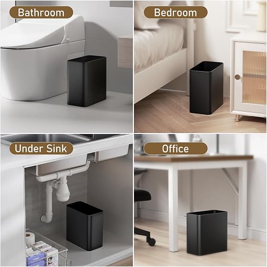 Small Bathroom Trash Can 2.4 Gallon Wastebasket, Slim Metal Garbage Can Matte Black Stainless Steel Trash Bin for Bedroom,Office,Kitchen,Toilet, rv, Near Desk, Under Sink - Image 7
