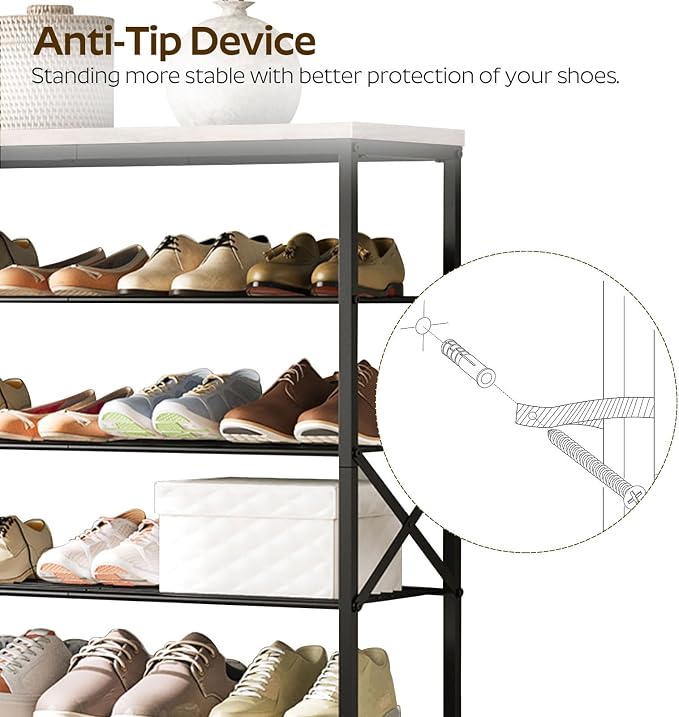 YATINEY 10 Tier Shoe Rack, Large Capacity Shoe Storage Organizer Holds 40 Pairs, Sturdy and Stable, for Entryway, Hallway, Closet, Dorm Room, Greige and Black SS10BG - Image 7