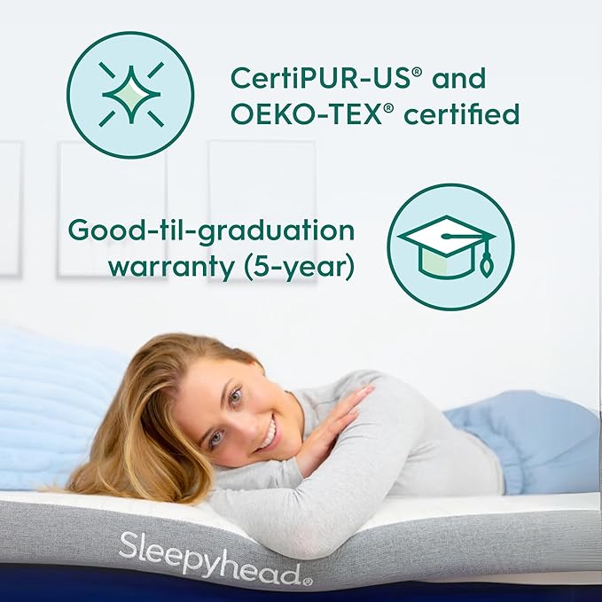 Sleepyhead Full 3 Inch Mattress Topper for College Dorm Beds, Cooling Gel Memory Foam, Pressure-Relieving Comfort, Removable Washable Cover, CertiPUR-US® Certified (Full 3")