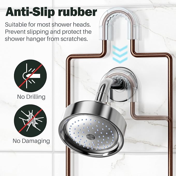 Epicano Shower Caddy Hanging, Anti-Swing Over Head Shower Caddy Rustproof with hooks for Towels, Sponge and more, Bronze - Image 4