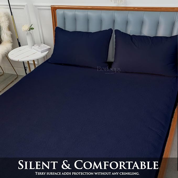 28X75 Cot Bed Waterproof Mattress Protector Pad Cover RV Bunk & Truck Sleeper Soft Terry Cotton Navy Luxury RV Mattress Protector 6" Inch Deep Pocket Easy Care