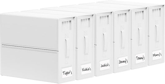 SheetCube Bed Sheet Organizers and Storage 6 Pack, Foldable Linen Closet Organizer with Window and Label, Bedding Folder Storage Box Container for Blanket, Duvet Cover Set, Bed Sheet Set - White by SUOCO