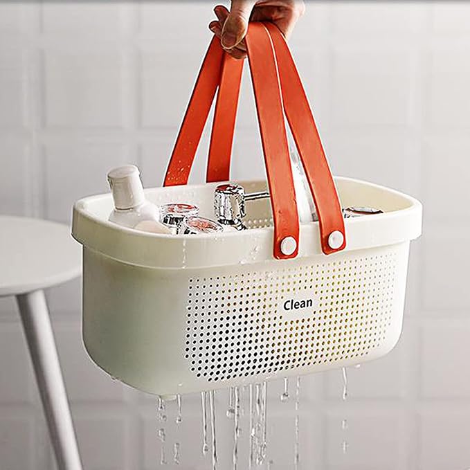 JiatuA Plastic Storage Basket with Handle Portable Shower Caddy Tote Organizer Basket Bin for Bathroom Kitchen Dorm Room Bedroom, White - Image 5