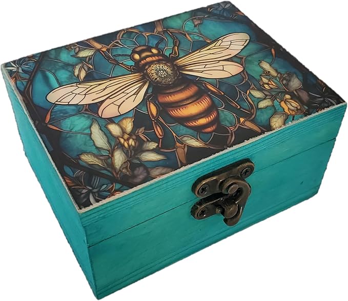JB&C Premium Bee Trinket Box Small Jewelry Keepsake Box | Earrings Necklace Storage Box for Girls Women | Bee lovers Gift Idea, Animals Ornaments for Home Décor (3BES) by JB%26C+Premium