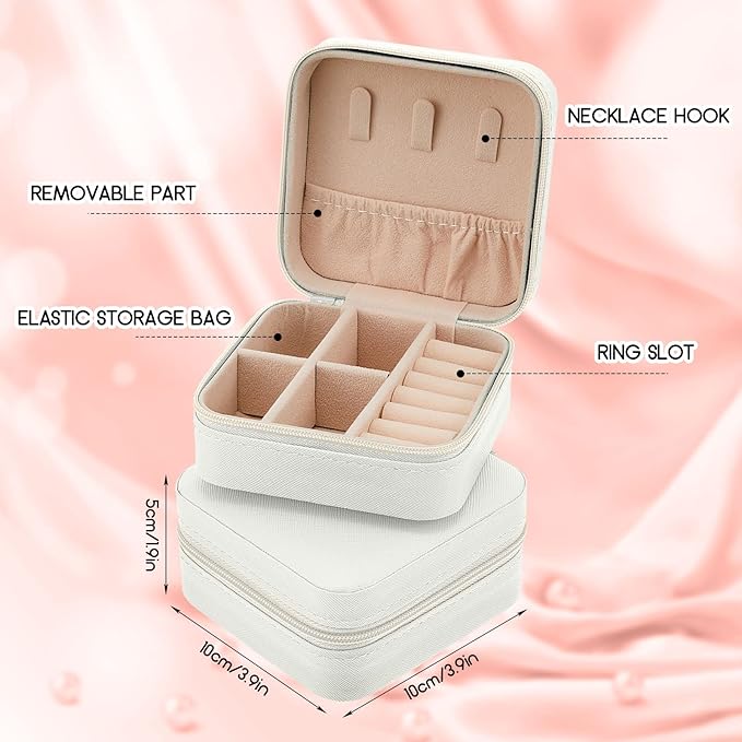 Taiyin Travel Jewelry Case, Bridesmaid Gifts Mini Jewelry Organizer, PU Leather Portable Earring Box for Women Girls - Image 2