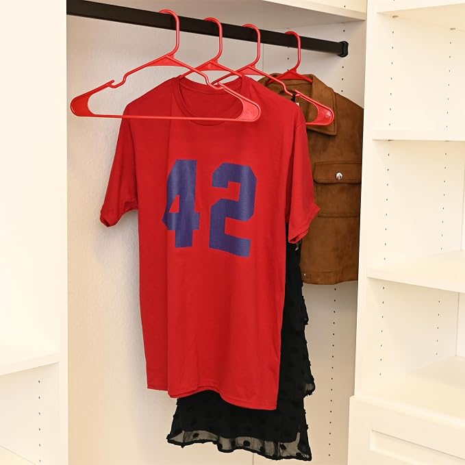 Closetselect Plastic Hangers 50 Pack - Space Saving Clothes Hangers, Made in USA, Durable & Strong Plastic Shirt & Coat Hanger with Notches & Shoulder Grooves, Non-Slip Clothing Hangers | Red Engine - Image 2