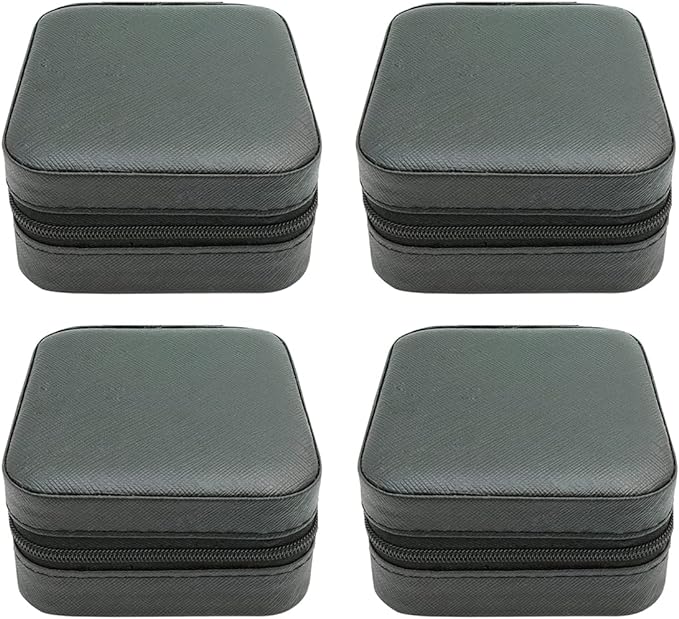 TRODANCE Mini Jewelry Case, Small Travel Jewelry Organizer, Portable Jewelry Box Storage Display Box For Rings, Earrings, Necklaces (Black-4pcs) by TRODANCE