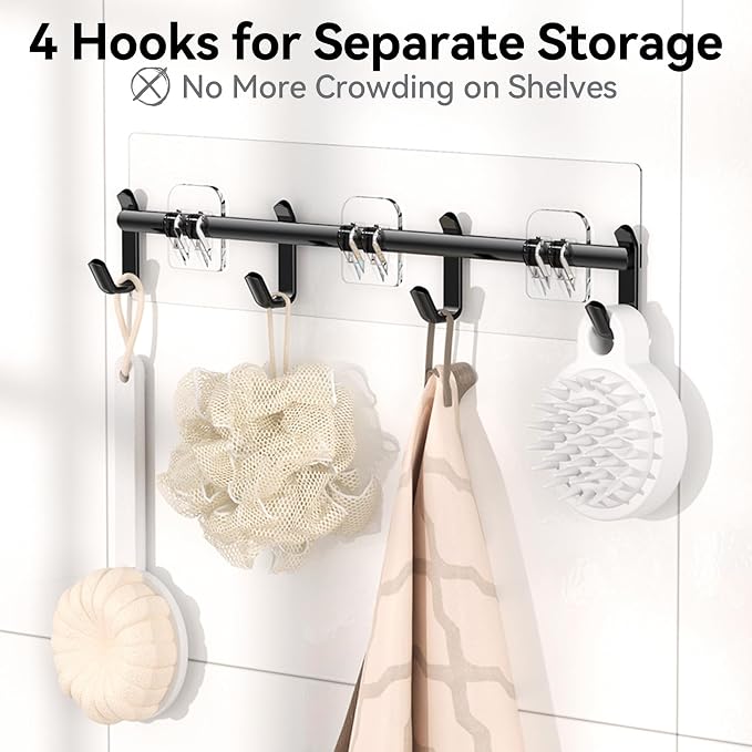 YASONIC Shower Caddy Adhesive, 100% Rustproof Shower Organizer with Soap Holder, 6 Pack Large Capacity shower Shelves for Inside Shower, No Drilling Bathroom Organizers and Storage for Home Decor - Image 5