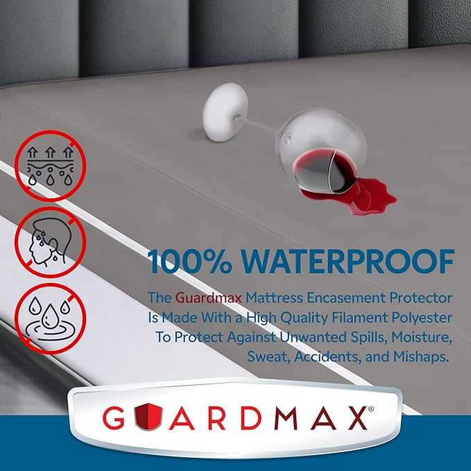 Guardmax Jersey Knitted Twin Zippered Mattress Encasement - Waterproof & Bed Bug Proof Mattress Protector - Comfortable, Soft, and Noiseless Zippered Bedding - Dust Mite Proof (39 x 75 x 10)