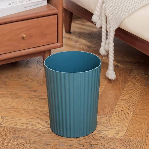 JiatuA Small Trash Can Plastic Wastebasket Round Garbage Container Bin for Bathroom, Kitchen, Bedroom, Home Office, College Dorm, Teal Blue - Image 2