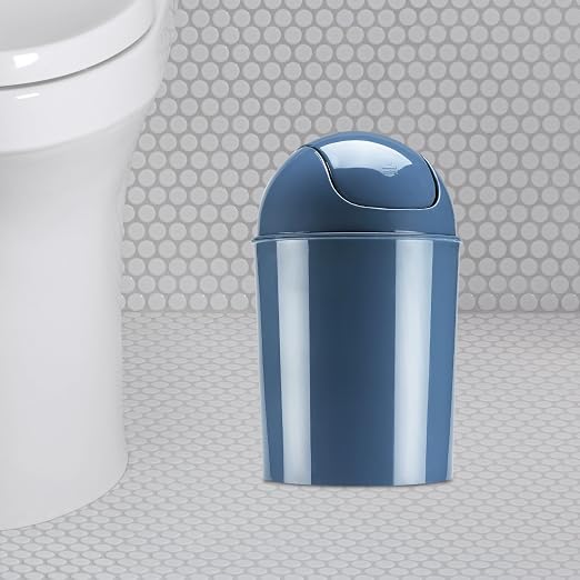 Umbra 1.25 Gallon Mini Waste Can with Removable Swing-Top Lid - Small Garbage Bin for Kitchen, Bathroom, Bedroom, Office - Compact Trash Can Fit Under Tables & Counters - Blue - Image 6