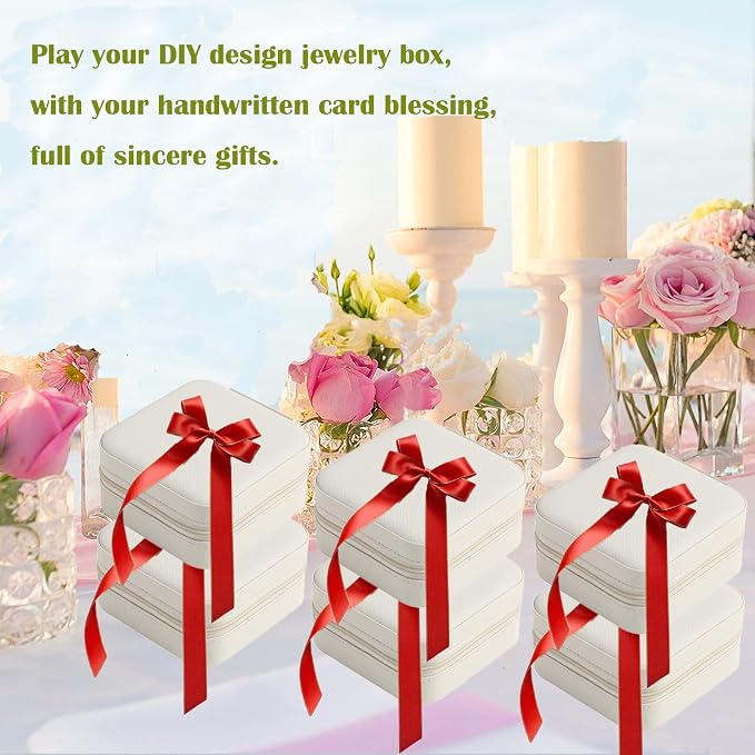 Travel Jewelry Case Bridesmaid Gifts Box,6 Pack Small Jewelry Box Mini Jewelry Organizer,PU Leather Portable Earring Storage Box for Women Girls Bridesmaid Proposal Gifts - Image 3