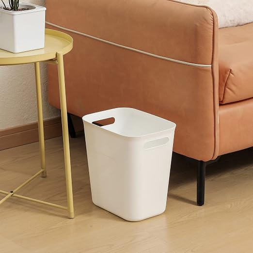 UUJOLY Plastic Trash Can Wastebasket, Garbage Container Basket for Bathrooms, Kitchens, Offices, Kids Rooms, White, 3.5 Gallon, 2 Pack - Image 2