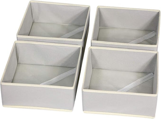 DIOMMELL Foldable Cloth Storage Box Closet Dresser Drawer Organizer Fabric Baskets Bins Containers Divider for Clothes Underwear Bras Socks Clothing,Set of 4 Grey 400 by DIOMMELL